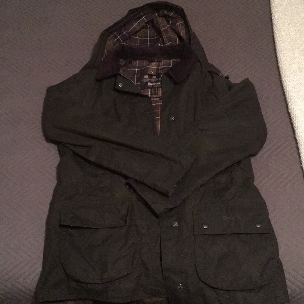Barbour Jacket with fleece liner and hood, size 8